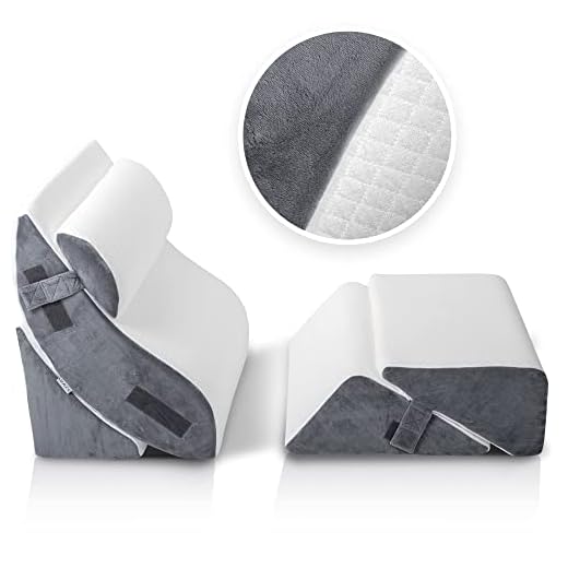 Luxone Replacement Cover Set 5 Pcs Adjustable Relaxing System w/ Leg Elevation Pillow [Covers ONLY] - White Diamond-Pattern Bamboo and Charcoal Grey Plush Side