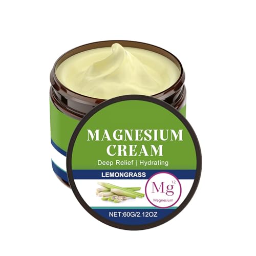 Loción de magnesio, crema de magnesio para dormir, calambres en las piernas y dolor, relajación muscular, calmante, suplemento hidratante con aceite de coco, manteca de karité y ácido hialurónico