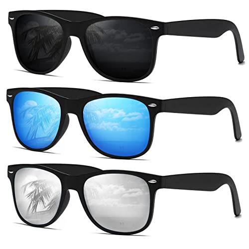 Image of DEMIKOS Sunglasses Men Polarized Sunglasses for Mens Womens Retro Mirror Lens for Driving Fishing UV Protection