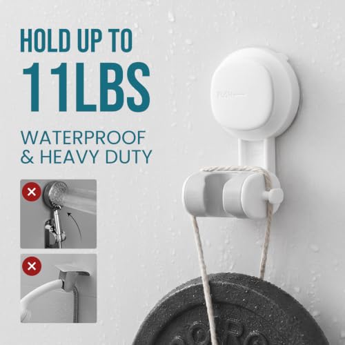 Image of TAILI Shower Head Holder Suction,Visible Safety,with Hooks,White