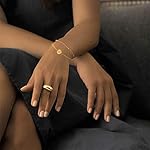 Initial Bracelet for Women 18K Gold Plated Stainless Steel Layered Coin Letter Bracelet Beaded Chain Personalized Name Bracelet - Image 3