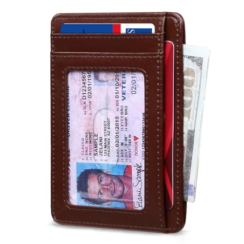 Image of RUNBOX Slim Minimalist Front Pocket RFID Blocking Leather Wallets for Men and Women Card Holder Wallets Gifts for men