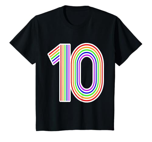 Bambino Happy Family Clothing Rainbow 10° compleanno numero 10 Maglietta