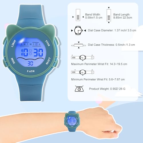 Image of Edillas Kids Watches Digital Girls Boys, 7 Colors Light Wrist Watch for Child Waterproof Sport Outdoor Multifunctional Wristwatches with Stopwatch /Alarm for Ages 4-15
