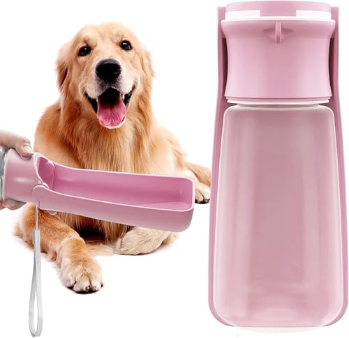 Tragbarer Hundetrinkflasche für Unterwegs 550ml Faltbarer Hunde Wasserflasche Tragbare Haustierwasserflaschen für Welpen Kleine Mittlere Große Trinkflasche Wassernapf Hunde Gadget (550 ml Rosa)