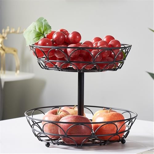 Cesta de fruta metálica de dos niveles para mesa de centro 4