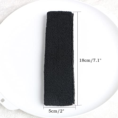 Image of Cotton Sweatband Headbands,Pack of 12,Elastic Stretchy Sport Terry Cloth Sweat Bands,Yoga Workout Fitness Exercise Basketball Headband