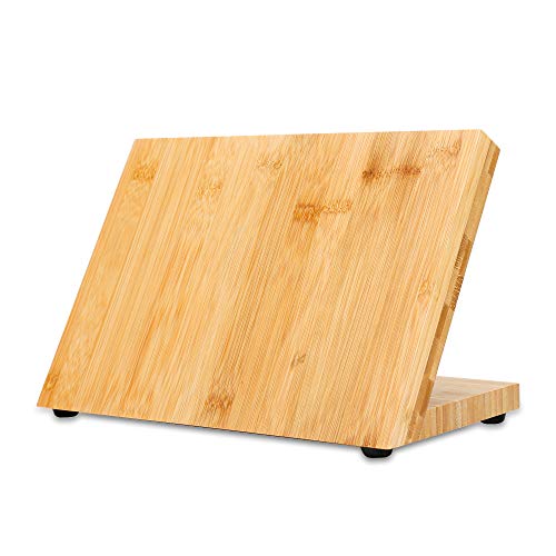 INTIRILIFE Portacuchillas magnético en MARRÓN DE BAMBÚ - Bloque de Cuchillos de Madera Hecho de bambú con imán para un Almacenamiento de Cuchillos y Equipos de Cocina Que Ahorra Espacio