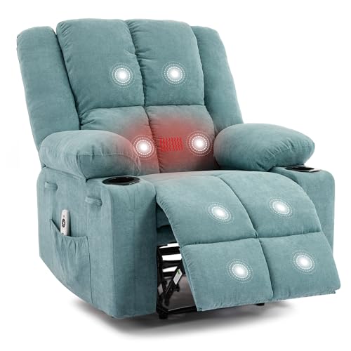 Manual Recliner Chair with Heating & Massage,Ergonomic Overstuffed Breathable Fabric