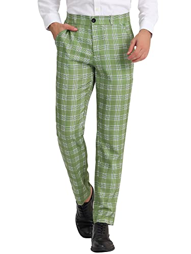 Lars Amadeus Men's Dress Plaid Pants Casual Regular Fit Flat Front