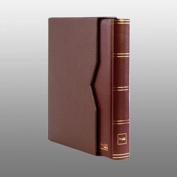 Prophila stockbook Stamp Album (New) 64 Black Sides with slipcase, Padded Brown Cover