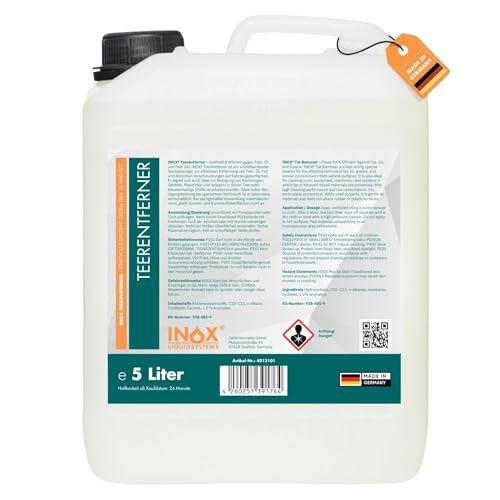 INOX® Auto Teerentferner 5L - Teerreiniger für Innenraum und Außen - Klebstoffentferner Baumharzentferner - Industriereiniger schonend zu Autolack und Chrom