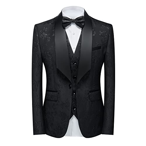 Tuxedo Suits for Men 3 Piece Regular Fit Suit Floral Pattern Blazer Jacket Waistcoat Pants Men Suit Set for Wedding3