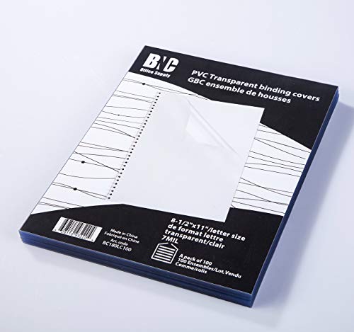 BNC 7 Mil 8-1/2 x 11 Inches, Letter Size PVC Binding Covers - Pack of 100, Clear - Thumbnail 3