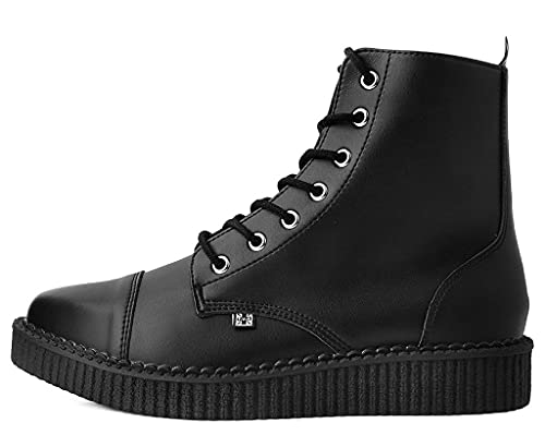 T.U.K. Black TUKskin Pointed Lace Up Creeper Boots for Men & Women, 7 Eye Low Platform Boot4