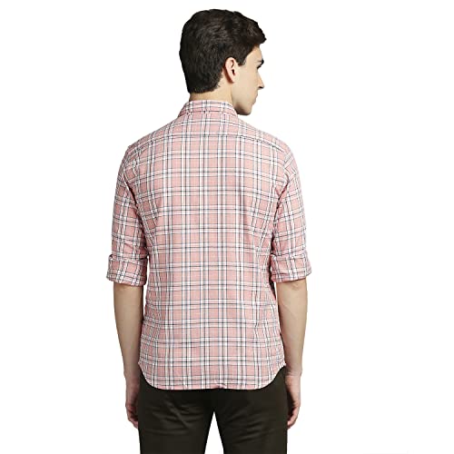Image of Parx Men's Pure Cotton Checks Pattern Slim Fit Semi Cutaway Collar Full Sleeve Casual Shirt