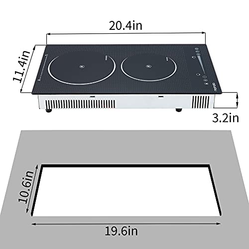 Electric Cooktop,Hbhob 2 Burner Cooktop Stove Top 12 Inch Built In Countertop, Radiant Glass Cooktop Infrared Cooker,Sensor Touch Control 9 Heating Level, Timer, Kid Safety Lock, Wiring Black #TOP4