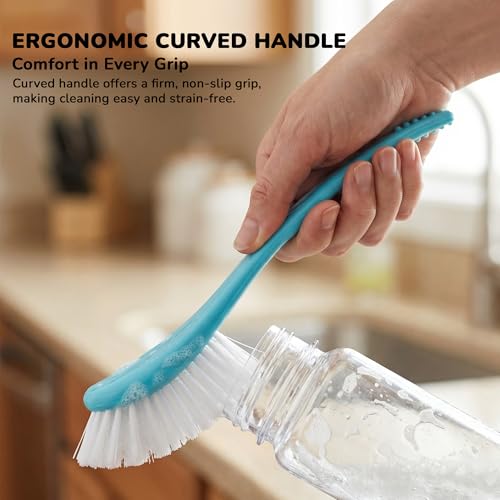 Image of Baybee 2 in 1 Premium Baby Feeding Bottle Cleaning Brush | Easy to Hold Nylon Feeding Bottle Cleaner Brush | Infant Nipple Cleaning Teat Brushes | Baby Bottles Cleaning Brushes (Blue)