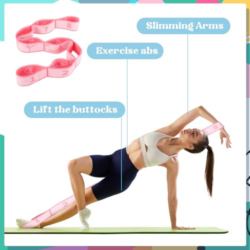 2Pcs Elastic Yoga Stretching Strap with Loops, Pilates Stretch Band, Elastic Exercise Bands, Leg Stretching Strap, Stretch Resistance Bands For Exercise(Purple&Pink,Size:33inch) - Image 5