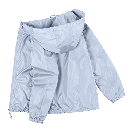 Image of MYJAJAYI Gray Boys Rain Jacket Lightweight Hooded Rain Coats for Kids Waterproof Jacket 12