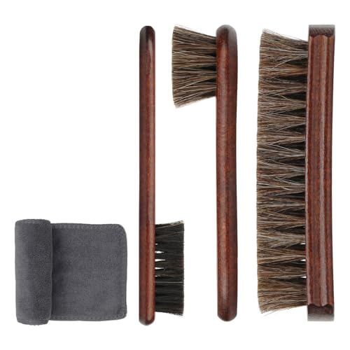 Euvia - Euvia Kit de Nettoyage&Entretien Cuir Premium 4 Pièces Poils de Cheval 100% Applicateurs,Brosses Brillantage&Chiffon Microfibre Pour Chaussures,Bottes,Sacs Cuir&Suède,Voiture - -3%