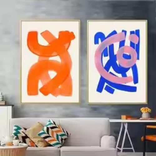 HIPWST Abstrakt Orange Blau Rosa Malkarton 2er Set