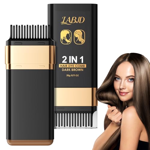 Hair Dye Comb, 2-in-1 Color Correction Stick with Comb to Cover Gray and White Hair,Safe Convenient Waterproof and Sweat-Proof Comb Hair Dye Cream, Portable Hair Colouring for Women Men, Dark Brown