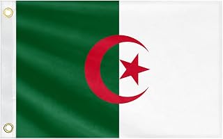Double Sided Algeria Boat Flag 12x18IN Algerians Marine Small Flag Bright Colors Fade Proof Nylon Truck Motorcycle Banner with 2 Brass Grommets Outside