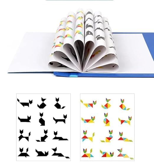 Cojuz Wooden Tangram Puzzle Book IQ Game Travel Toy for Kids 3+ 1