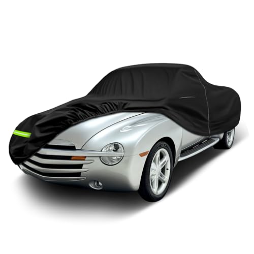 Image of Classic Car Cover Waterproof Compatible with 2003-2006 Chevy SSR, 210T Polyester with Inner Cotton Liner All Weather Car Covers with Zipper&Lock for Car Dust Snow Rain Hail Protection