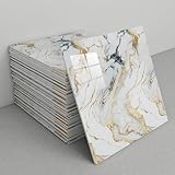 ▶ Imperméable et résistant à l'huile : Le panneau de plafond est imperméable et résistant aux rayures. Sa base en feuille d'aluminium épaisse protège efficacement les carreaux et masque les imperfections du mur.