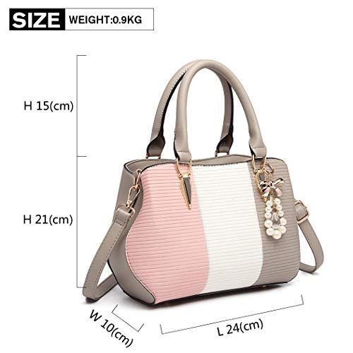 Miss Lulu Fashion Shoulder Bags For Women Ladies Handbag Tote Bags Classic Crossbody Bag Satchel Purse Top Handle Bag Grey #TOP1