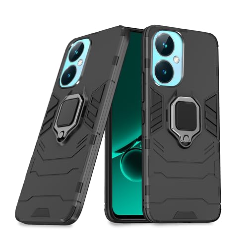 Image of Pikkme Back Cover for OnePlus Nord Ce 3 5G | 360 Protection | Ring Holder | Kickstand | Tough Armor Case (Black)