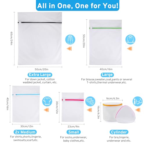 Ultimate-7-Pack-6-Size-Mesh-Laundry-Bags-Set-for-Delicates-with-AUTO-Lock-Zipper-Lingerie-Bags-for-Washing-Delicates-Laundry-Bags-Mesh-Wash-Bags-Delicates-Laundry-Bag-for-JeansBlouseStockingBra-Laundr