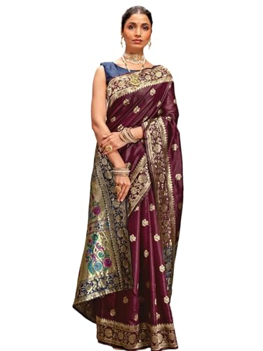 Image of SIRIL Women's Paithani jacquard Silk Saree |Chandrakor Paithani jacquard Saree With Unstitched Blouse Piece