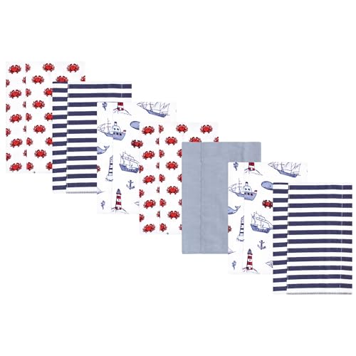 Image of Luvable Friends Hudson Baby Flannel Burp Cloths 7pk, Coastal Lighthouse