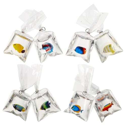 SOPOTUTU 8pcs Pendentifs Poisson en Résine Colorée Ornement de Poisson Rouge Transparent pour Accessoires de Paquet et Décoration Artisanale Unique et...