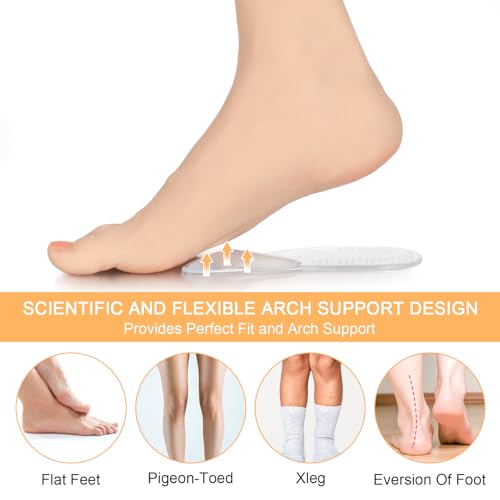 Image of 2 Pairs Arch Support Shoe Inserts Plantar Fasciitis Relief Self-Adhesive Arch Pads Heel Cushion Flats Heel Pain Gel Arch Insoles for Men and Women