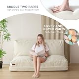 MAXYOYO Sitzsack-Bett, faltbar, Cordsamt, Schlafsofa, Bodenmatratze für Erwachsene, extra dick, 4-Fach gefaltet, Bodencouch für Schlafzimmer, Wohnzimmer, Beige, 75 x 240 cm