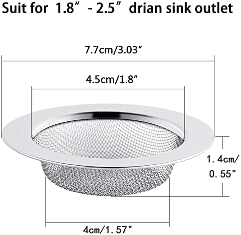 ILLUVA 7,5 x 1,5 cm stal nierdzewna łazienka prysznic filtr do włosów łapacz pokrywa odpływowa kuchnia zlew wtyczka sitko otwór pokrywa (2 sztuki)