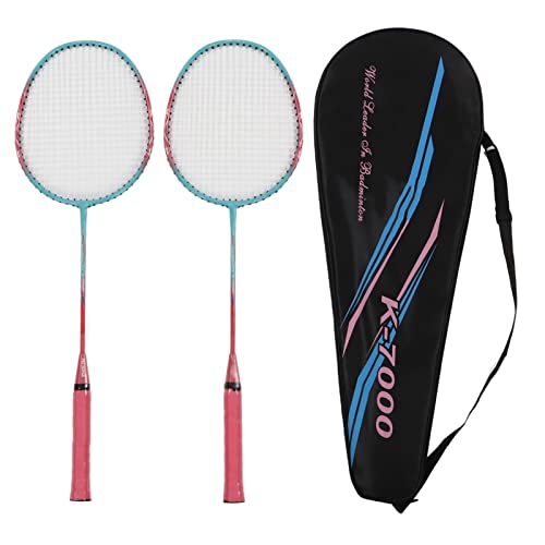 Juego Bádminton de 2 Piezas, Ligero Marco Aleación Hierro Raquetas Bádminton Doble, Una Sola Pieza Racquets Diseño del Cuerpo, para El Entrenamiento de Estudiantes Principiantes