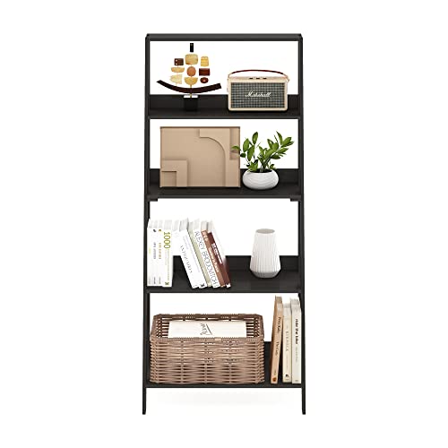 Image of Furinno Ladder Bookcase Display Shelf, 5-Tier, Espresso | 13 x 23.6 x 53.5, Open Frame Design Bookshelf, Display Storage Shelves, for Living Room, Home Office