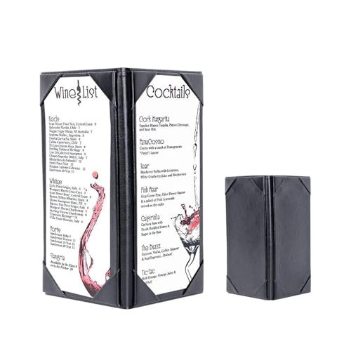 Table Tent Triangle 3 View Menu Covers, Leather Menu Holder with Angled Corners for Restaurant, Cafes, Bars (1 Pack / 9'' × 4'' inch)