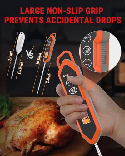 Image of TempPro TP15H Waterproof Instant Read Meat Thermometer for Cooking, Digital Food Thermometer with Backlight & Calibration, Cooking Thermometer for BBQ (Previously ThermoPro)