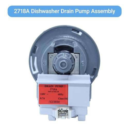 Image of 2718A Dishwasher Drain Pump Assembly Compatible with Kenmore Frigidaire 5304519271-120V 60Hz 0.7A Replacement Pump for Dishwasher Drainage