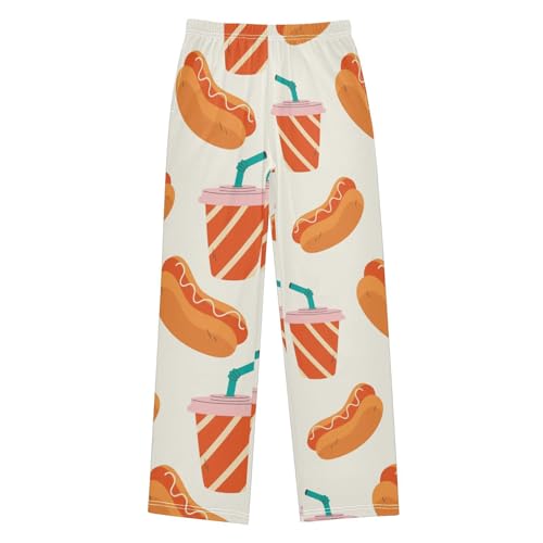 Hot Dog Soda Boys Pants Boys Athletic Pants Long Pant for Boy with Pockets Wide-Leg Size 6-14Y