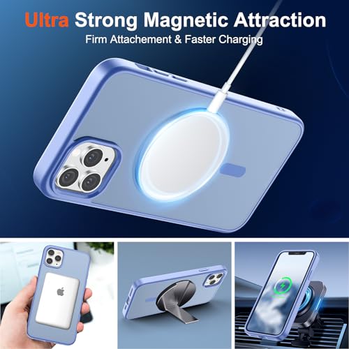 Image of SUPFINE Magnetic for iPhone 11 Pro Max Case Blue Purple | (Compatible with MagSafe)(Military Grade Drop Protection)Shockproof Translucent Matte Phone Cover