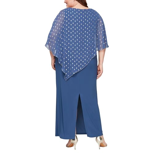 Image of S.L. Fashions Women's Long Asymmetric Cape Mother of The Bride Dress, Formal Evening Dress (Plus Size)