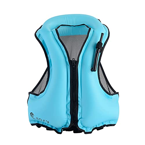 Soly Inflatable Snorkel Jackets, Buoyancy Aid Swim Diving Jacket-Adult With Leg Straps Snorkel Vest For Swimming,Kayaking Other Low Impact Water Sports（Blue） #TOP5