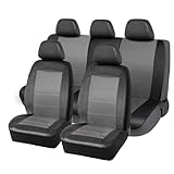 PIC AUTO Universal Fit Full Set Mesh and Leather Car Seat Cover(Gray)
